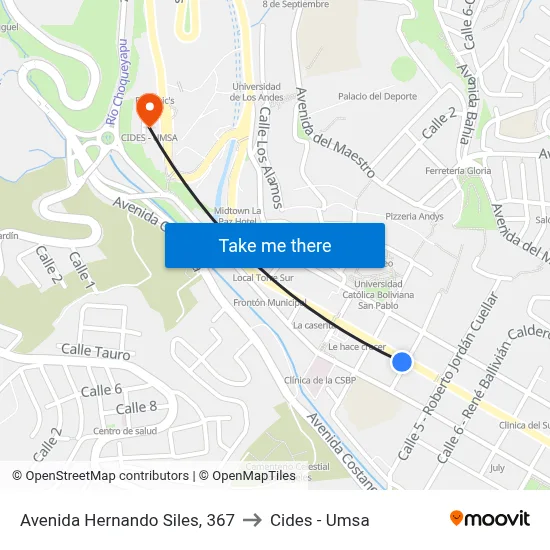 Avenida Hernando Siles, 367 to Cides - Umsa map