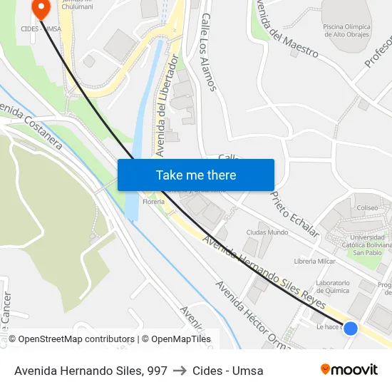 Avenida Hernando Siles, 997 to Cides - Umsa map