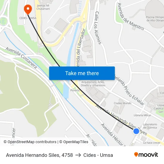 Avenida Hernando Siles, 4758 to Cides - Umsa map