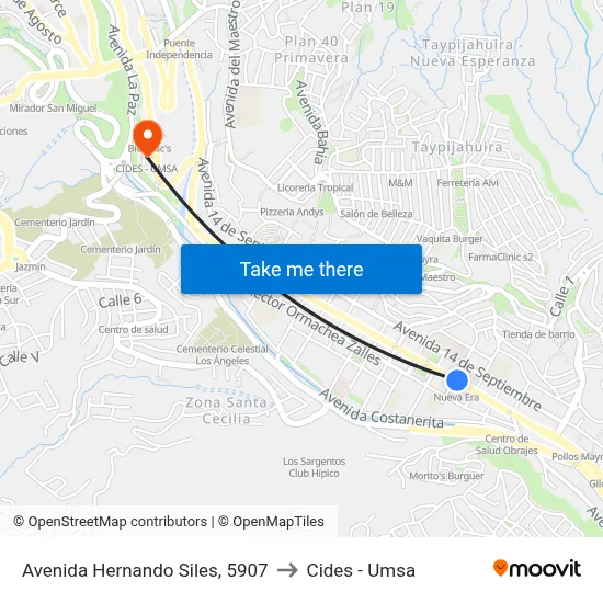 Avenida Hernando Siles, 5907 to Cides - Umsa map