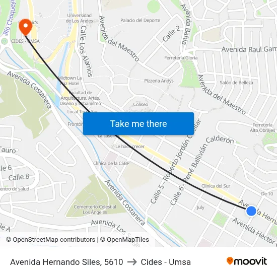 Avenida Hernando Siles, 5610 to Cides - Umsa map