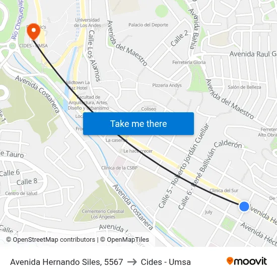 Avenida Hernando Siles, 5567 to Cides - Umsa map