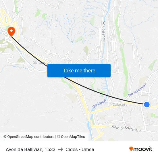 Avenida Ballivián, 1533 to Cides - Umsa map