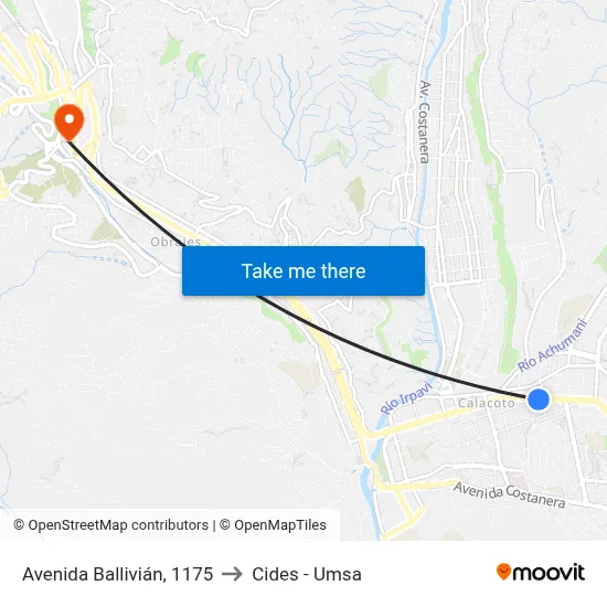 Avenida Ballivián, 1175 to Cides - Umsa map