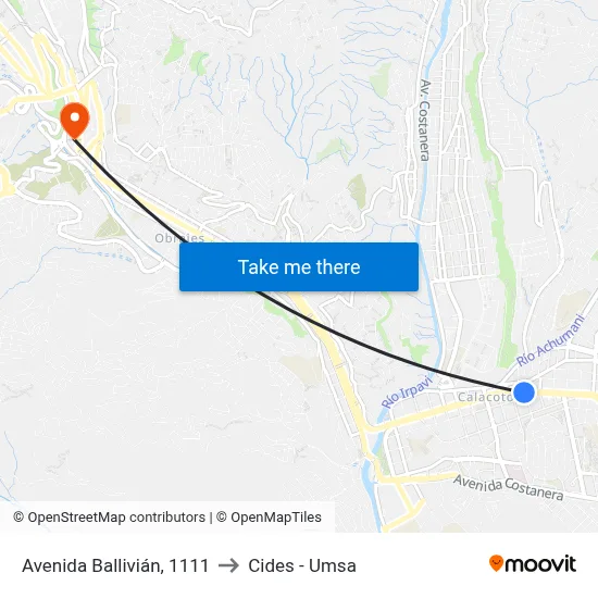 Avenida Ballivián, 1111 to Cides - Umsa map