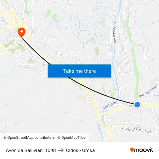 Avenida Ballivián, 1098 to Cides - Umsa map