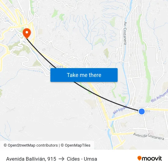 Avenida Ballivián, 915 to Cides - Umsa map
