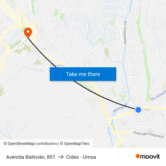 Avenida Ballivián, 801 to Cides - Umsa map