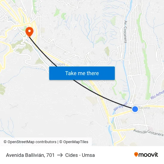 Avenida Ballivián, 701 to Cides - Umsa map