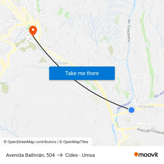Avenida Ballivián, 504 to Cides - Umsa map