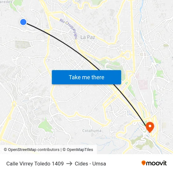 Calle Virrey Toledo 1409 to Cides - Umsa map