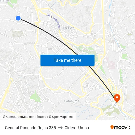 General Rosendo Rojas 385 to Cides - Umsa map