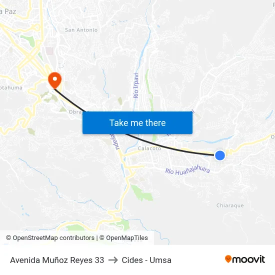 Avenida Muñoz Reyes 33 to Cides - Umsa map