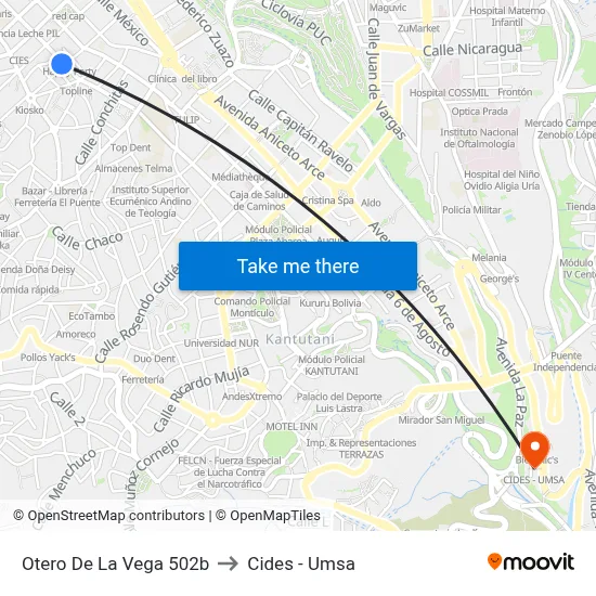 Otero De La Vega 502b to Cides - Umsa map