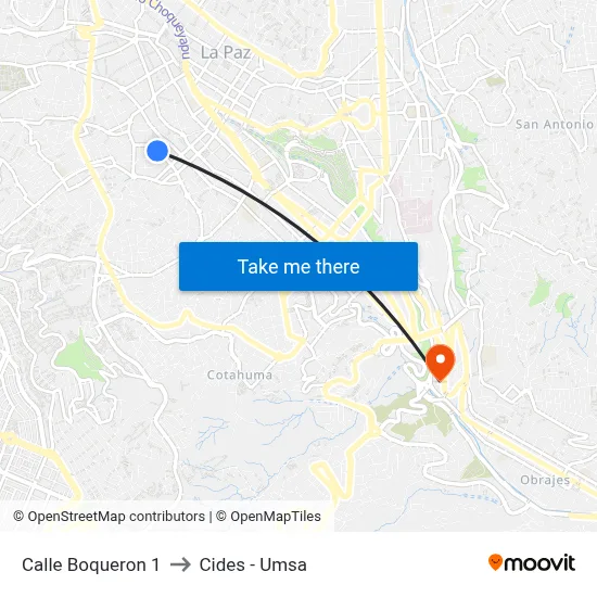 Calle Boqueron 1 to Cides - Umsa map