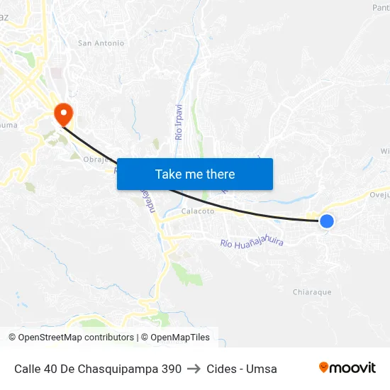 Calle 40 De Chasquipampa 390 to Cides - Umsa map