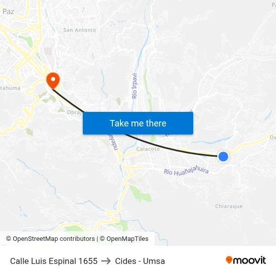 Calle Luis Espinal 1655 to Cides - Umsa map