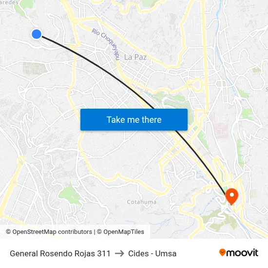 General Rosendo Rojas 311 to Cides - Umsa map