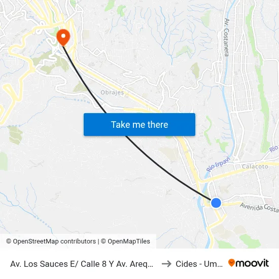 Av. Los Sauces E/ Calle 8 Y Av. Arequipa to Cides - Umsa map