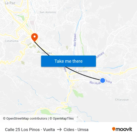 Calle 25 Los Pinos - Vuelta to Cides - Umsa map