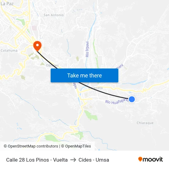 Calle 28 Los Pinos - Vuelta to Cides - Umsa map