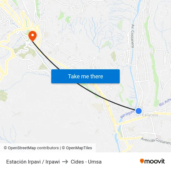 Estación Irpavi / Irpawi to Cides - Umsa map