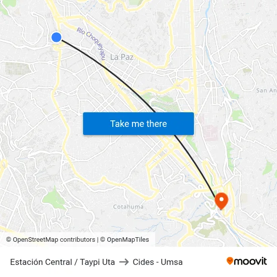 Estación Central / Taypi Uta to Cides - Umsa map