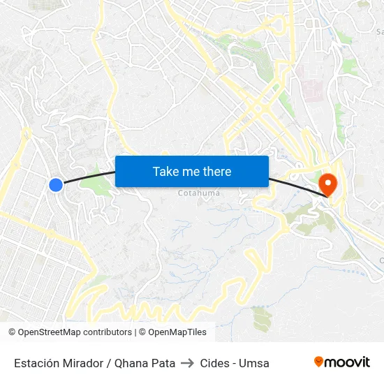 Estación Mirador / Qhana Pata to Cides - Umsa map