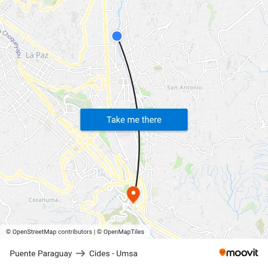Puente Paraguay to Cides - Umsa map