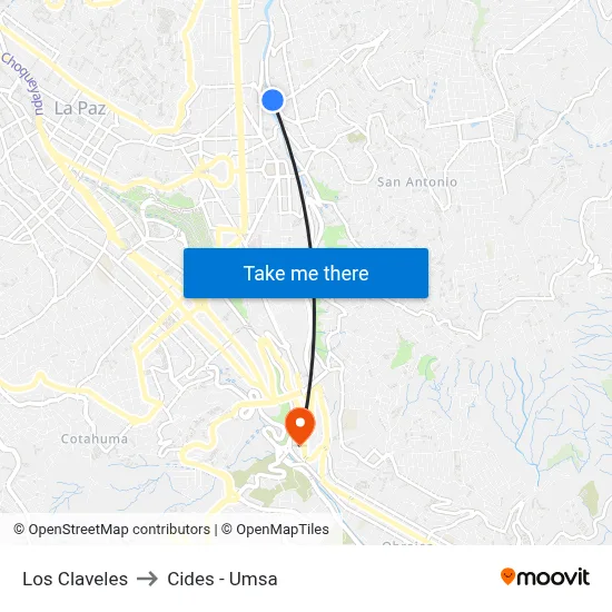 Los Claveles to Cides - Umsa map