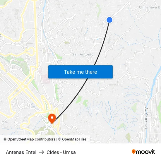 Antenas Entel to Cides - Umsa map