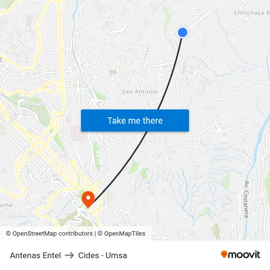 Antenas Entel to Cides - Umsa map