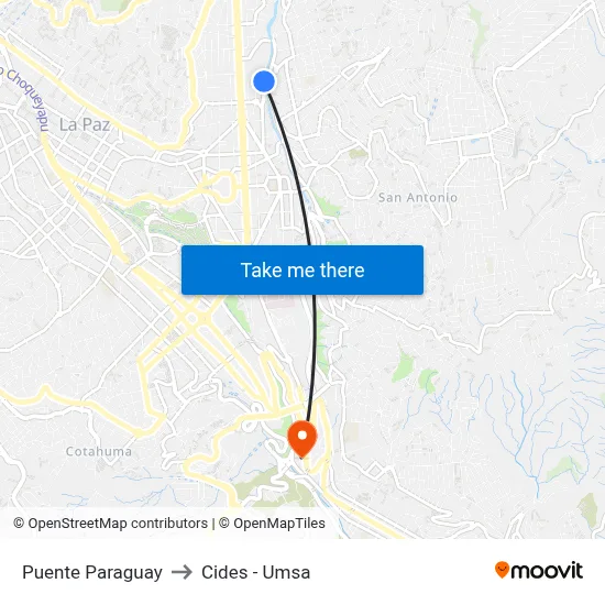 Puente Paraguay to Cides - Umsa map