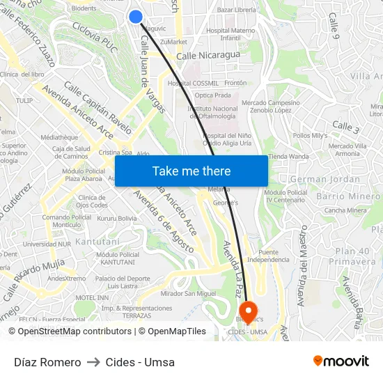 Díaz Romero to Cides - Umsa map