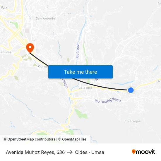 Avenida Muñoz Reyes, 636 to Cides - Umsa map