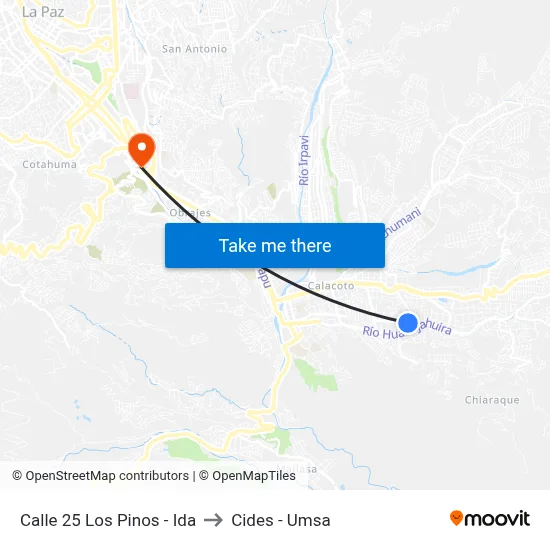 Calle 25 Los Pinos - Ida to Cides - Umsa map