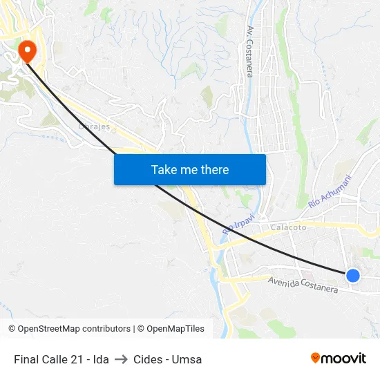 Final Calle 21 - Ida to Cides - Umsa map