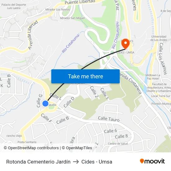 Rotonda Cementerio Jardín to Cides - Umsa map