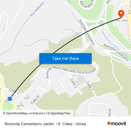 Rotonda Cementerio Jardín to Cides - Umsa map