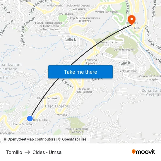 Tomillo to Cides - Umsa map