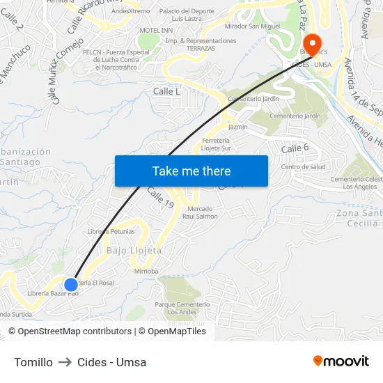 Tomillo to Cides - Umsa map