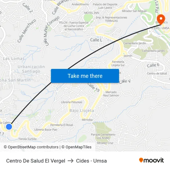 Centro De Salud El Vergel to Cides - Umsa map