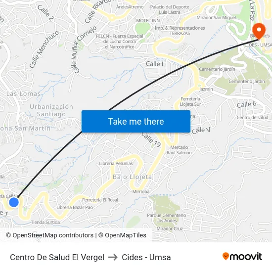 Centro De Salud El Vergel to Cides - Umsa map