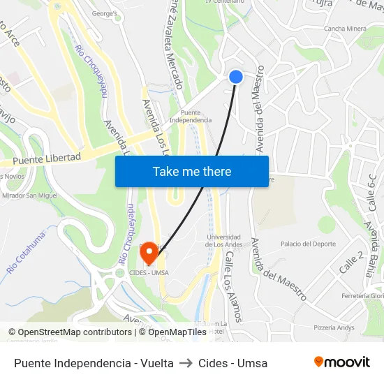 Puente Independencia - Vuelta to Cides - Umsa map