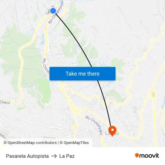 Pasarela Autopista to La Paz map