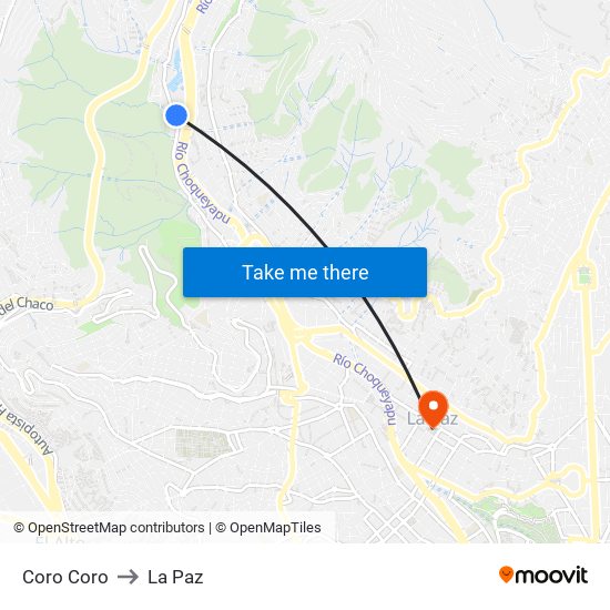 Coro Coro to La Paz map