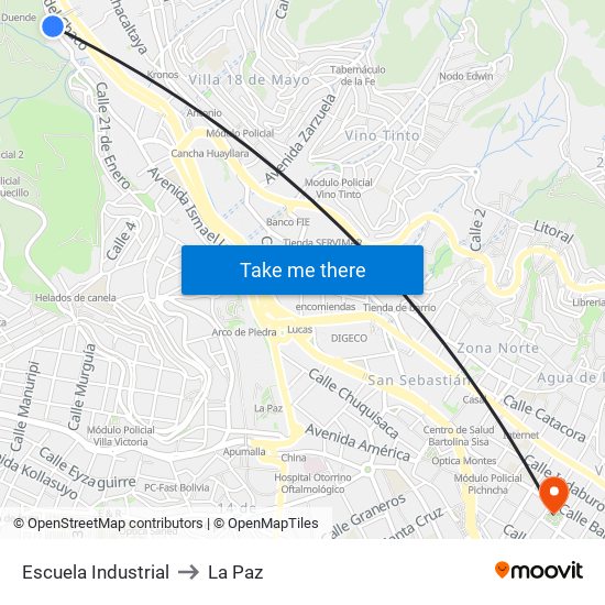 Escuela Industrial to La Paz map