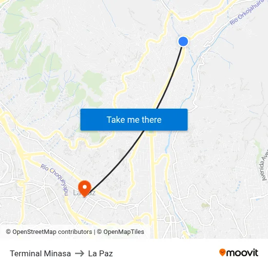 Terminal Minasa to La Paz map