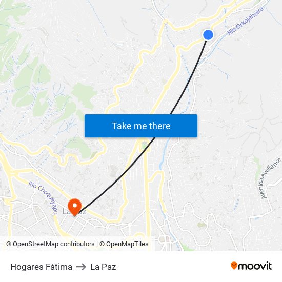 Hogares Fátima to La Paz map