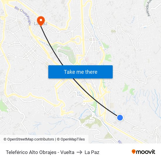 Teleférico Alto Obrajes - Vuelta to La Paz map